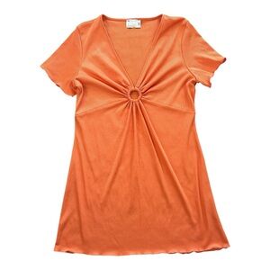 ASOS Orange V Neck Short Sleeve Mini Dress